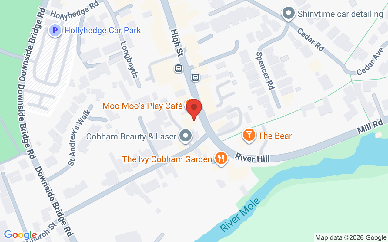 Map showing the location of Academy Salons – Cobham