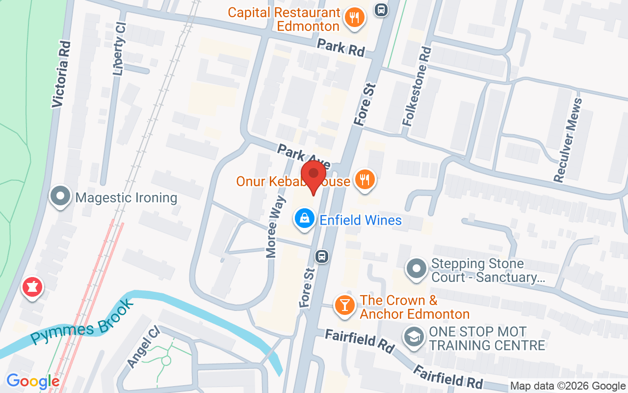 Map showing the location of Afrotherapy Salon, London
