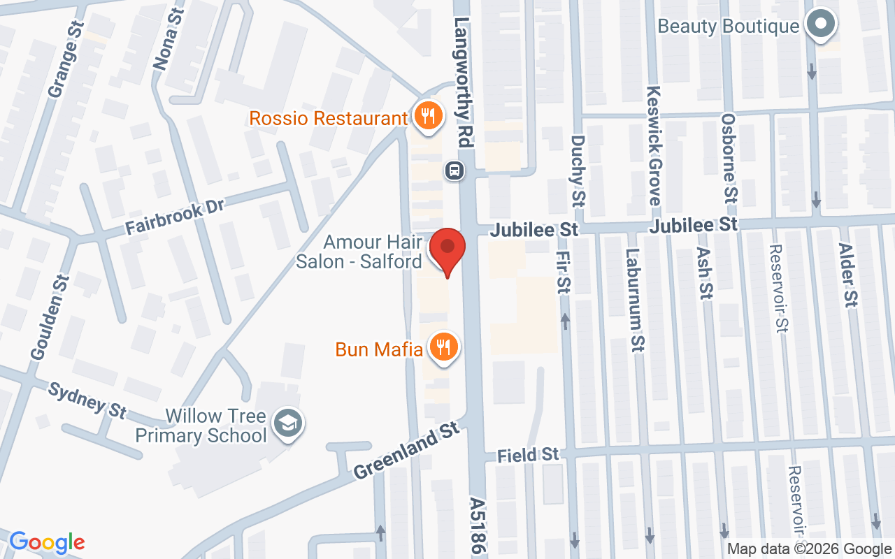 Map showing the location of Amour Salon, Salford