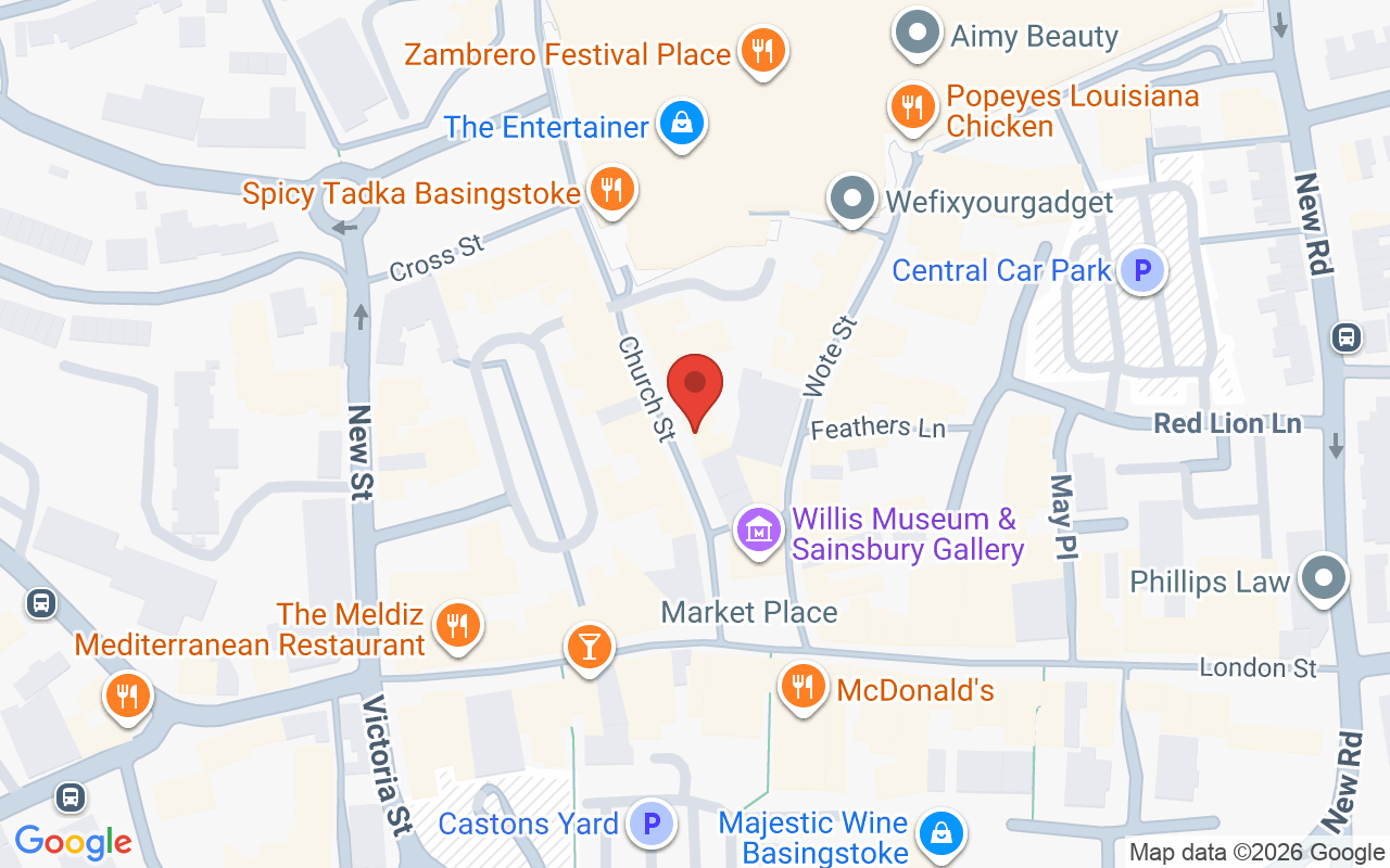 Map showing the location of Arc Hairdressing – Basingstoke
