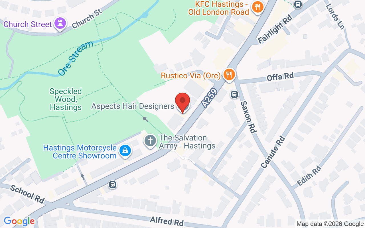 Map showing the location of Aspects Hair Designers