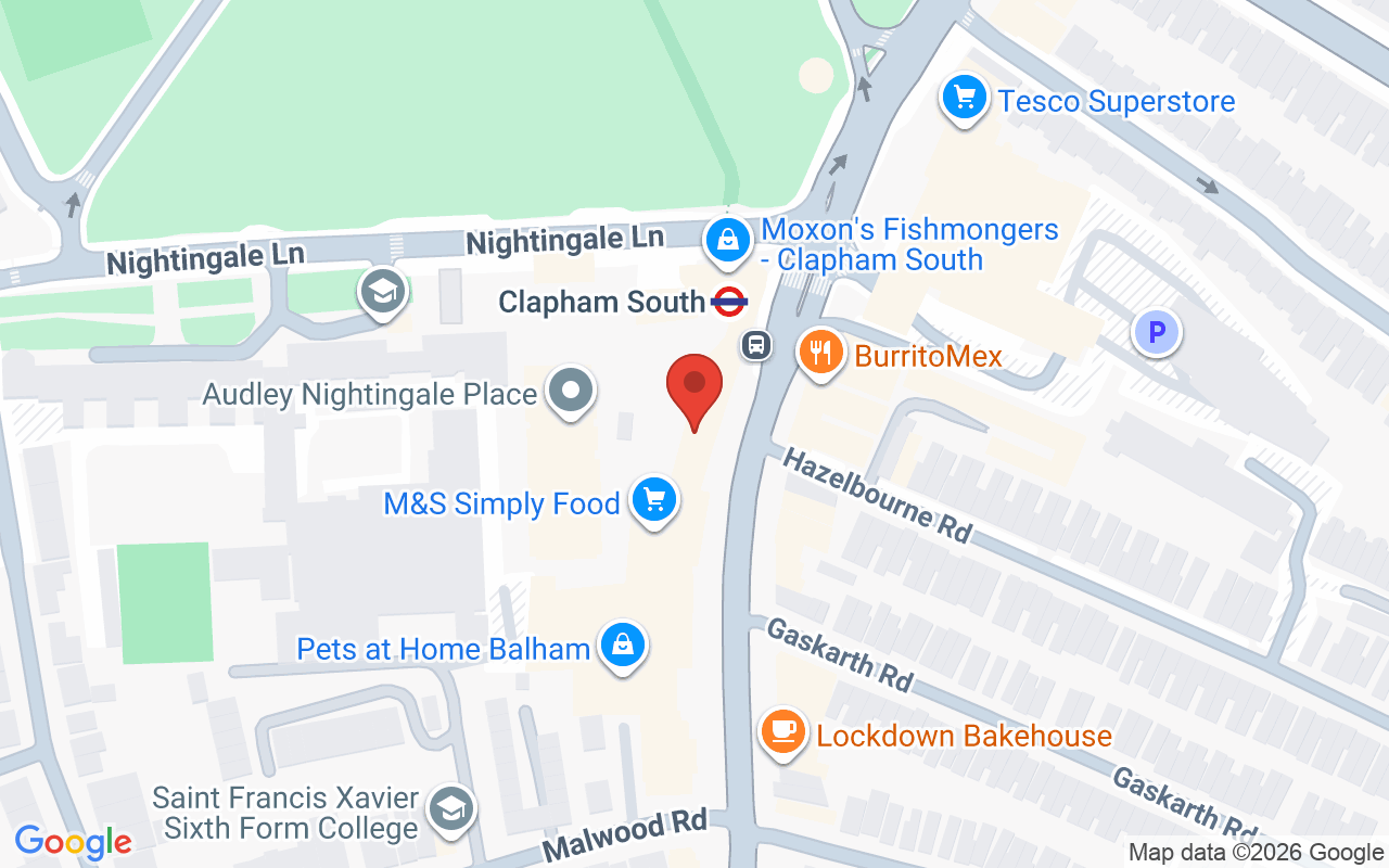 Map showing the location of Bellissima Therapies Clapham