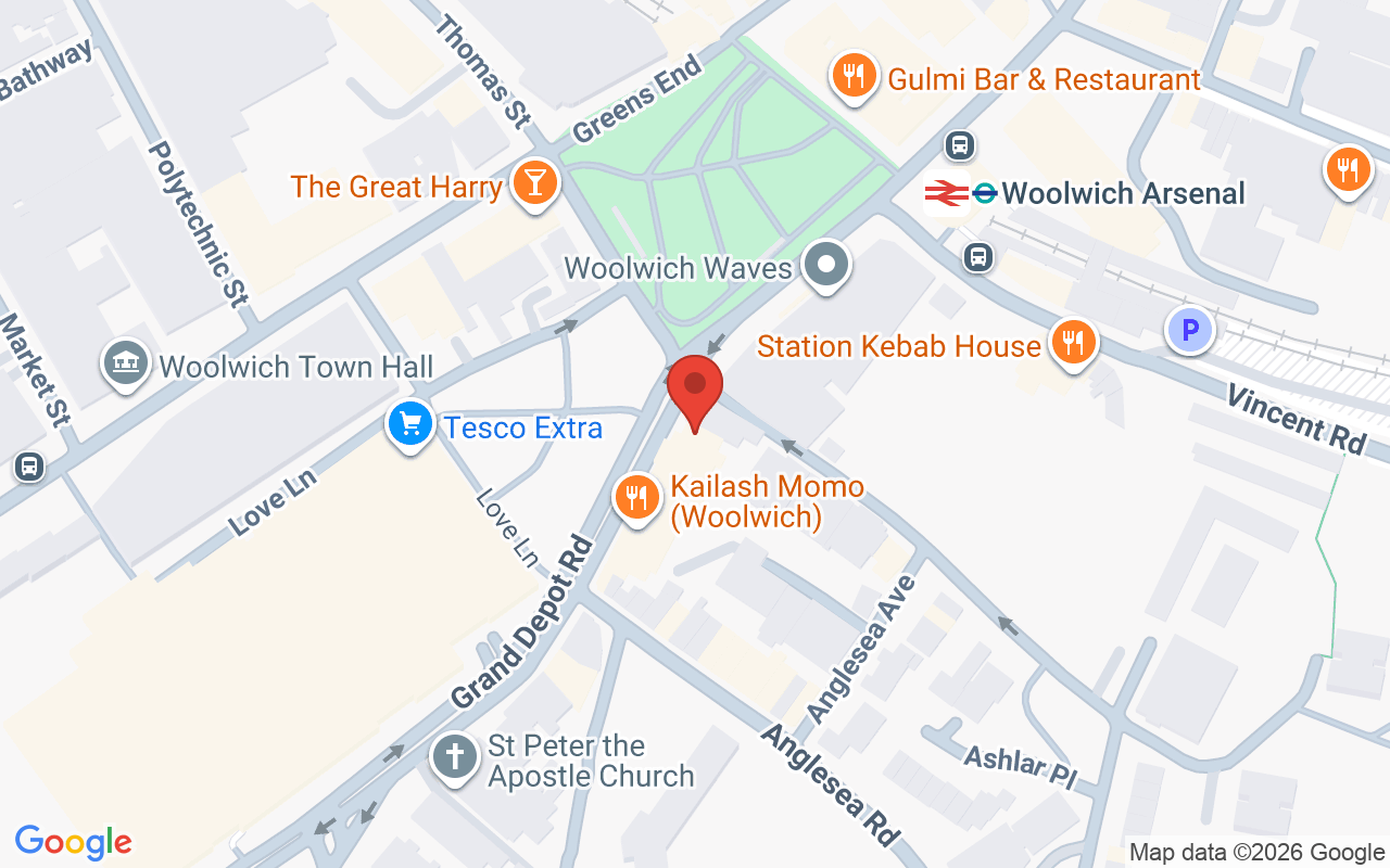 Map showing the location of Beyond the fringe – Woolwich