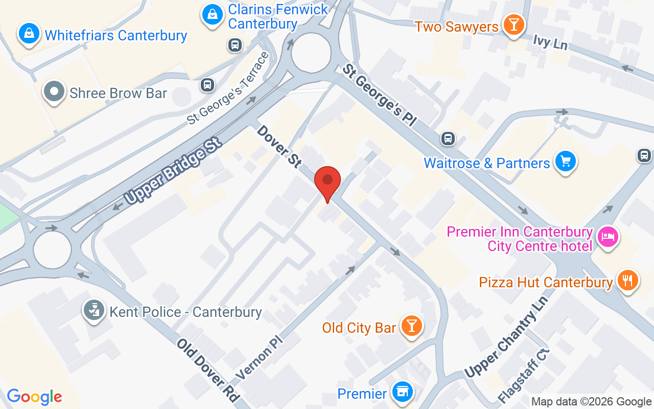 Map showing the location of Blakes Hair & Beauty Canterbury