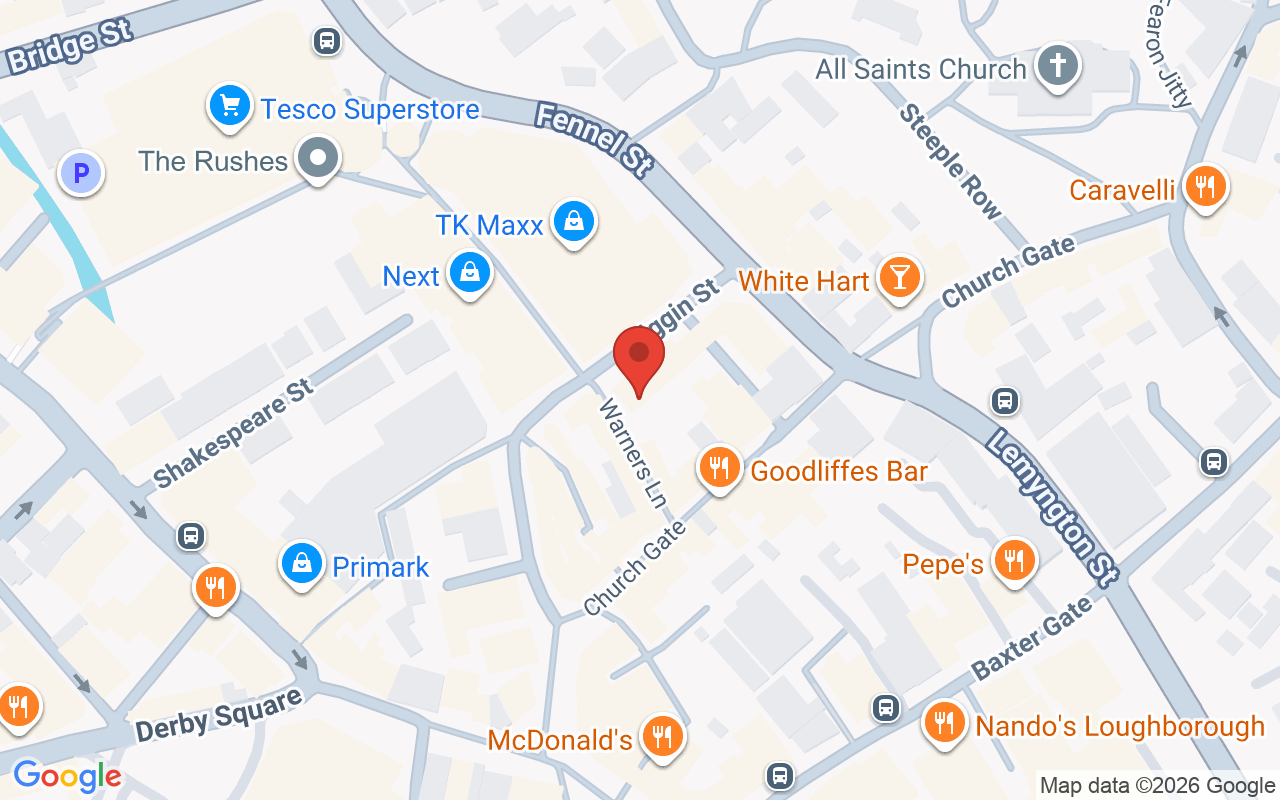Map showing the location of Bliss Hairdressing, Loughborough