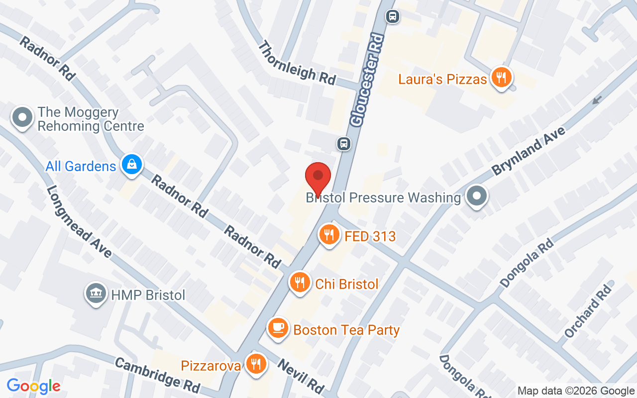 Map showing the location of Bloggs Hair Design Bristol