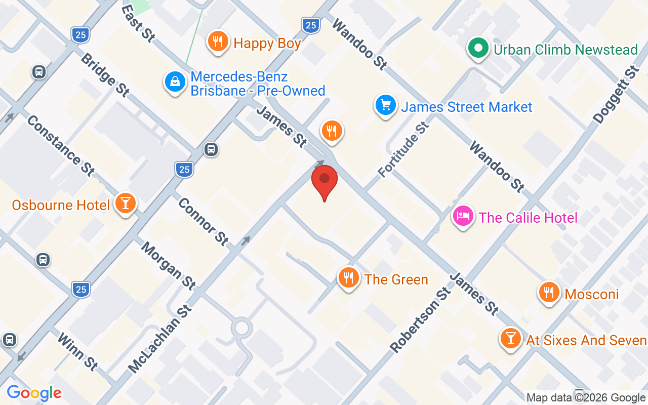 Map showing the location of Brooklyn Beauty Bar – James St