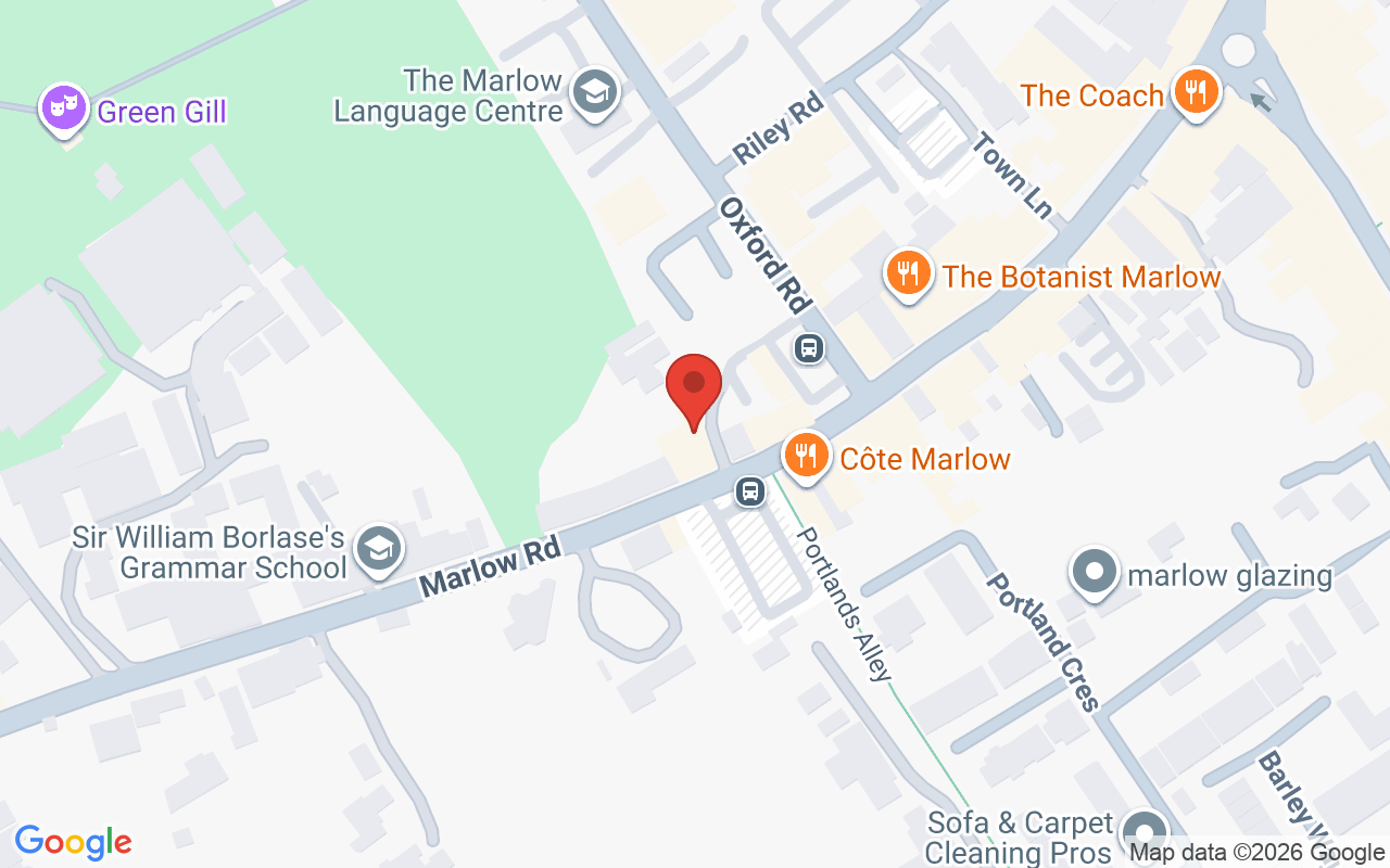 Map showing the location of Brothers Salon Marlow