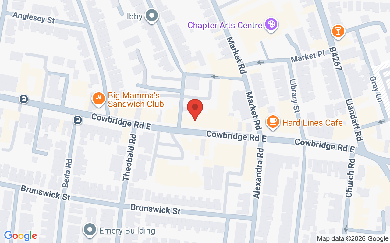 Map showing the location of Cats Whiskers Hair Salon