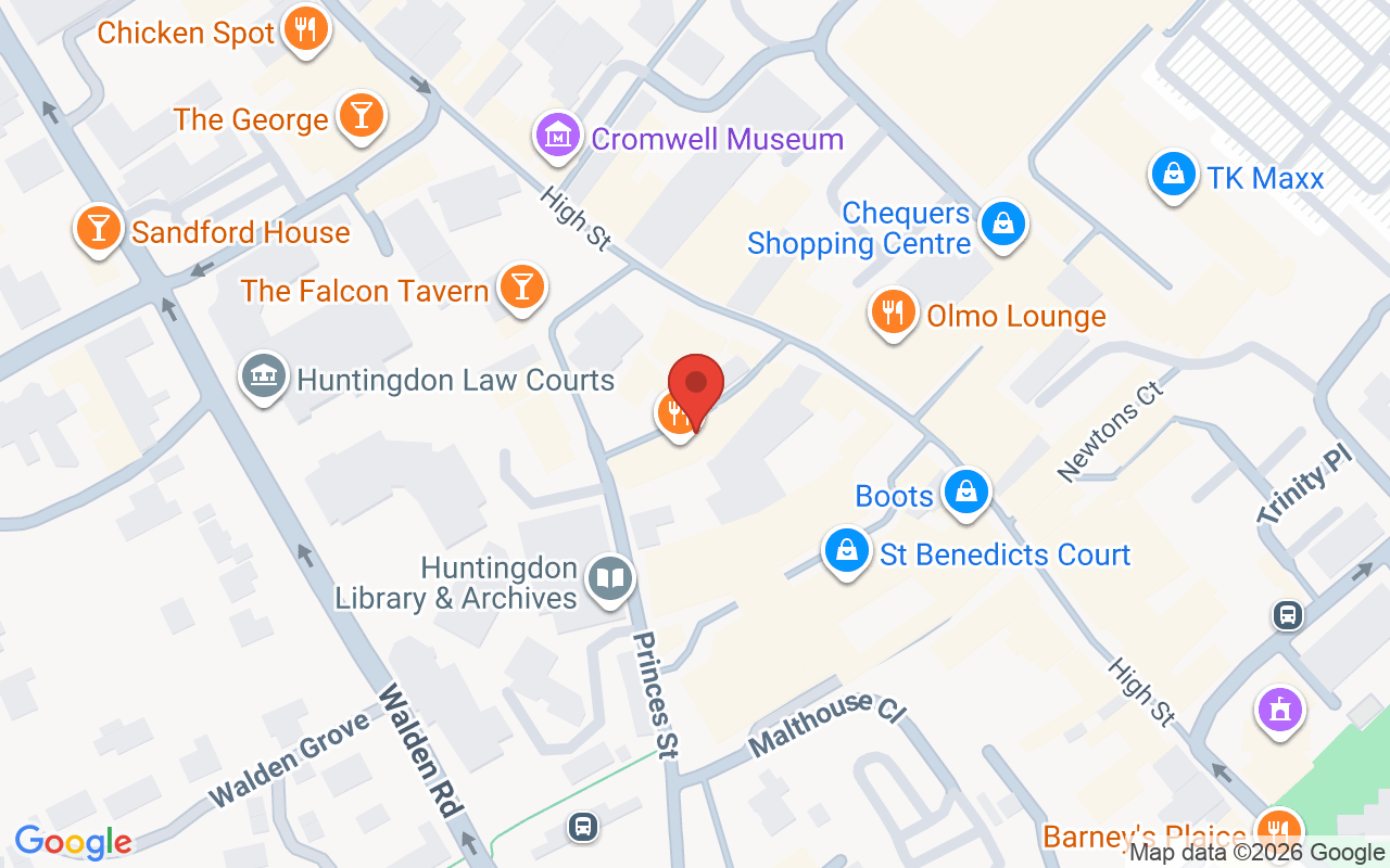 Map showing the location of Citrus Rooms – Huntingdon