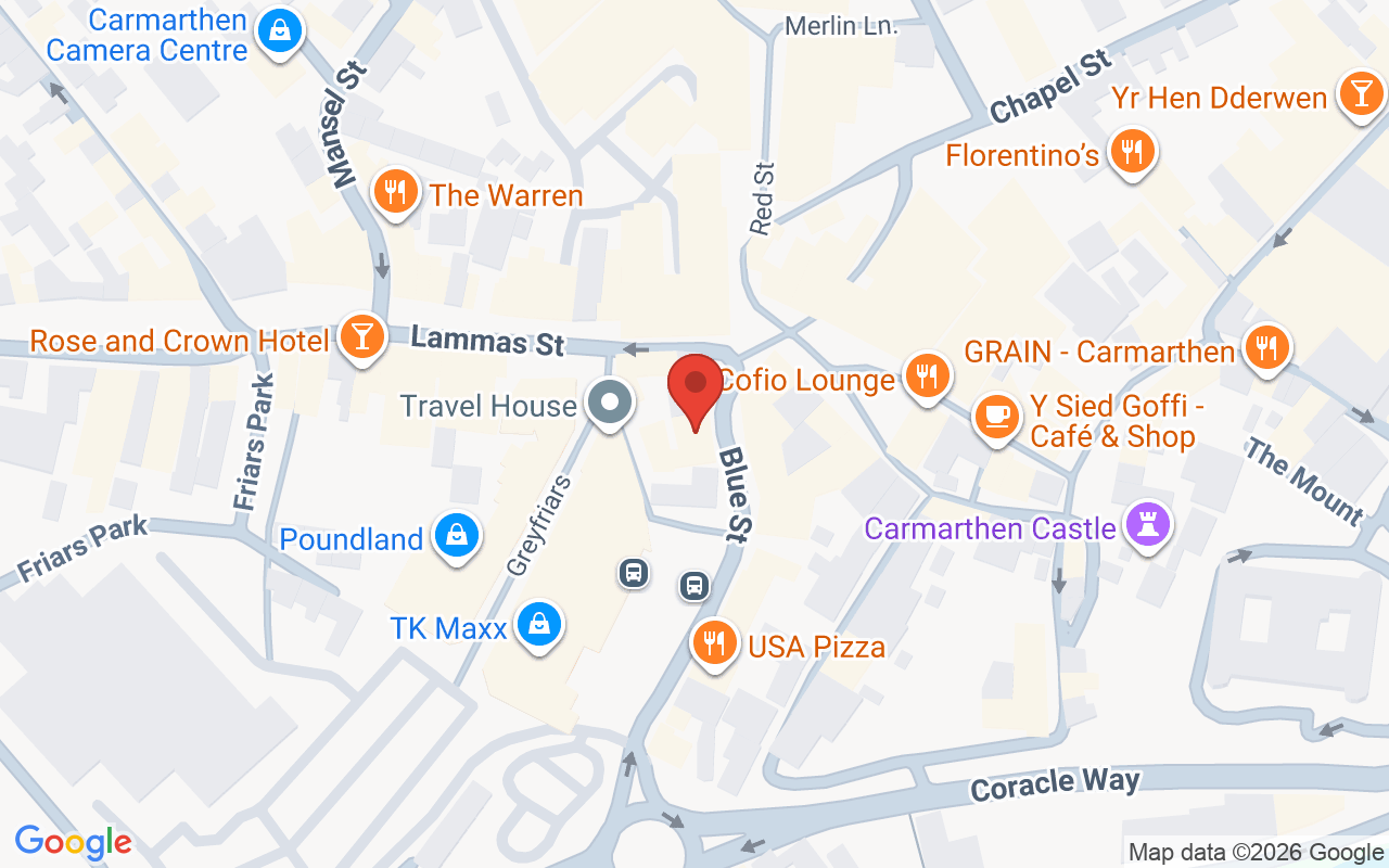 Map showing the location of Cloud 9 – Carmarthen