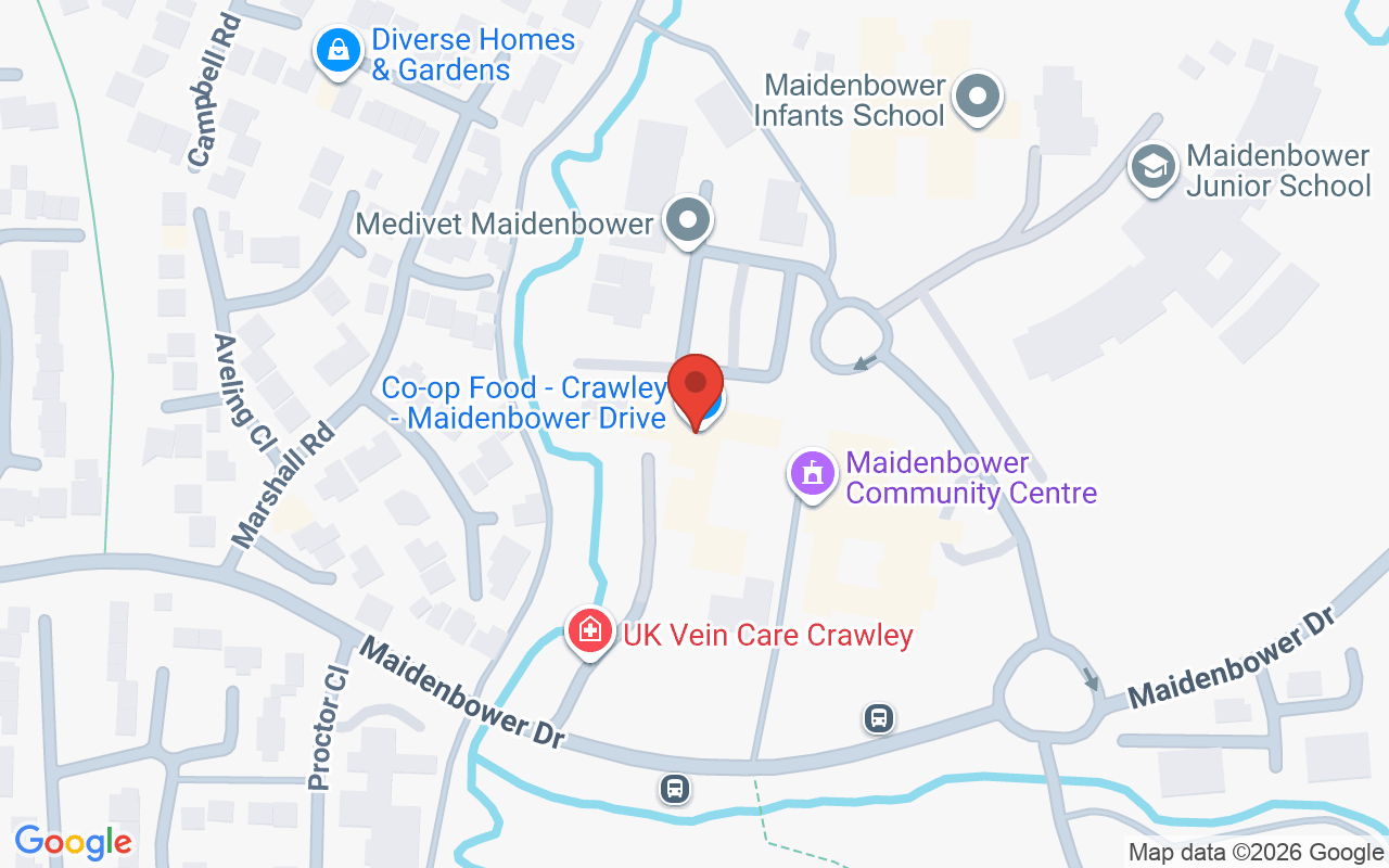 Map showing the location of CoCo’s – Crawley