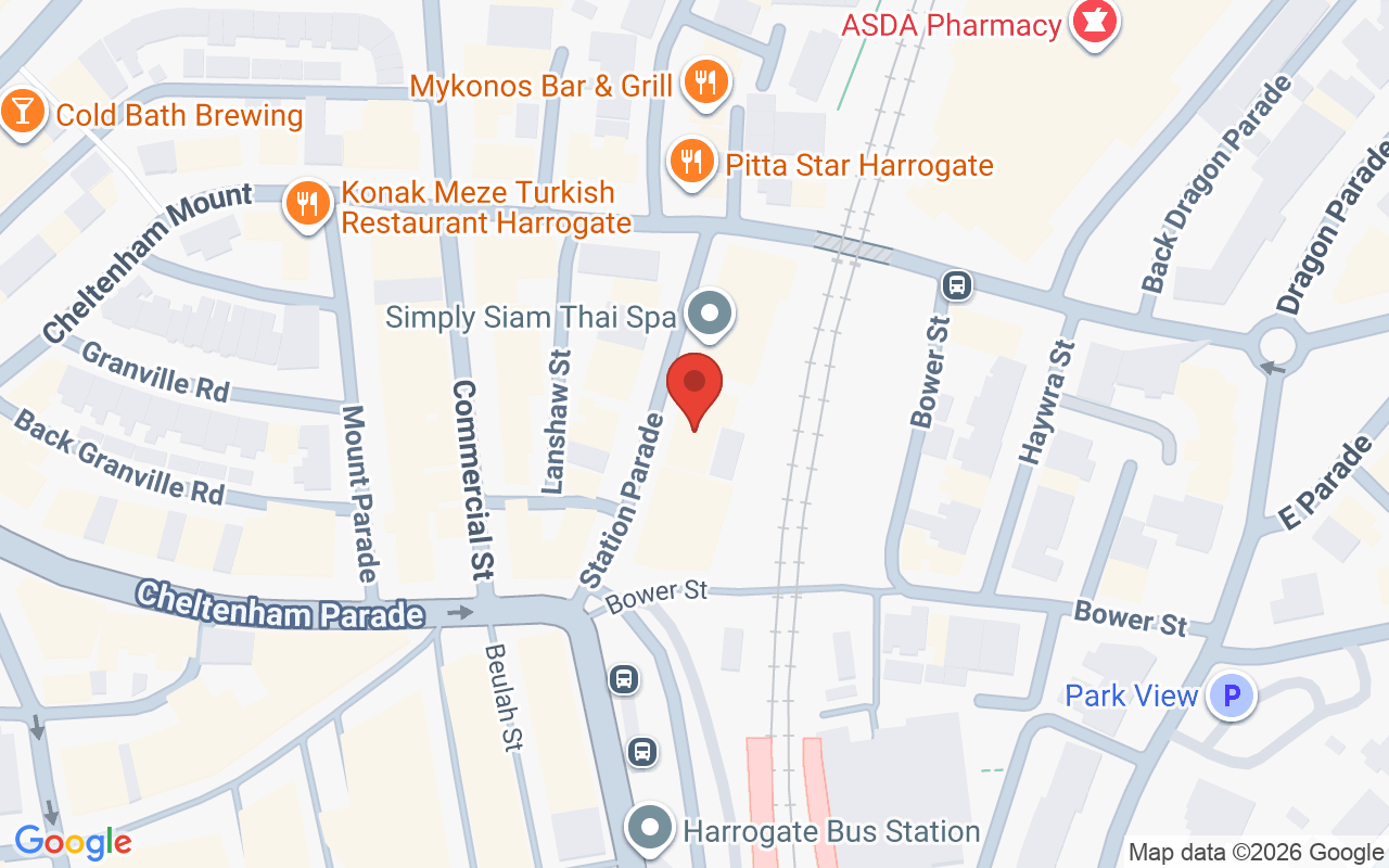 Map showing the location of Contemporary Salons Harrogate