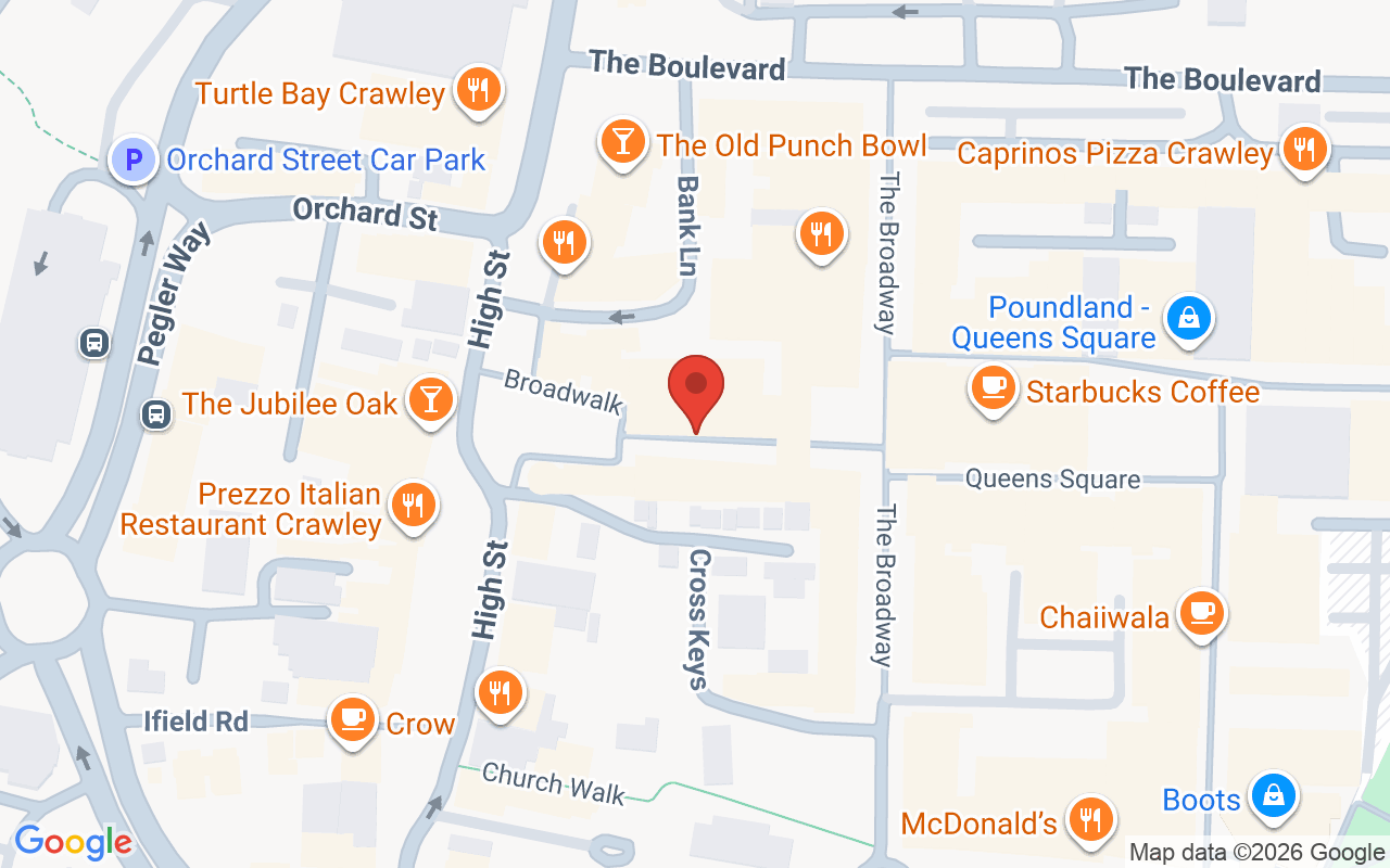 Map showing the location of Crawley future hair and beauty