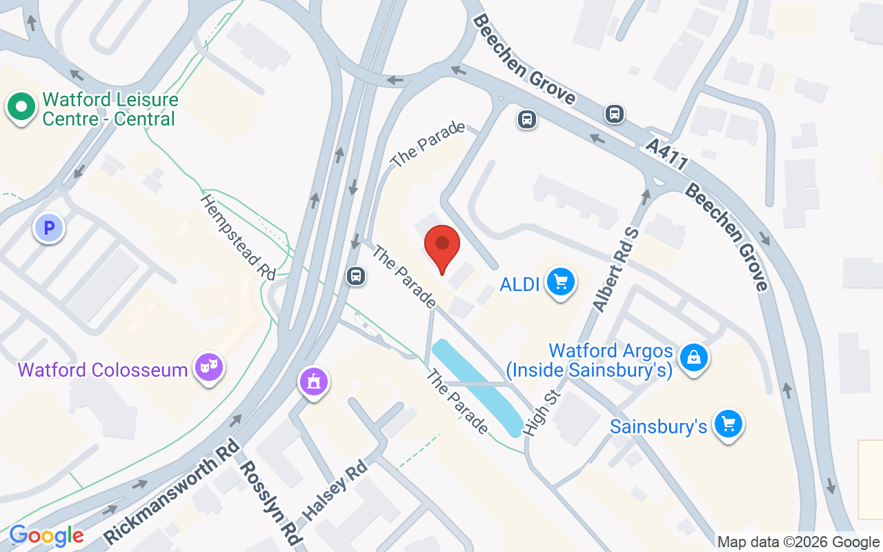 Map showing the location of Crown Academy Hair & Beauty