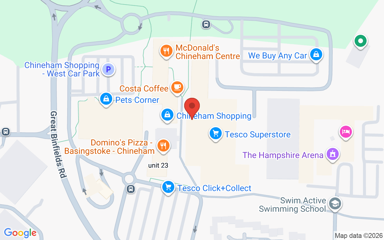 Map showing the location of Crues Chineham