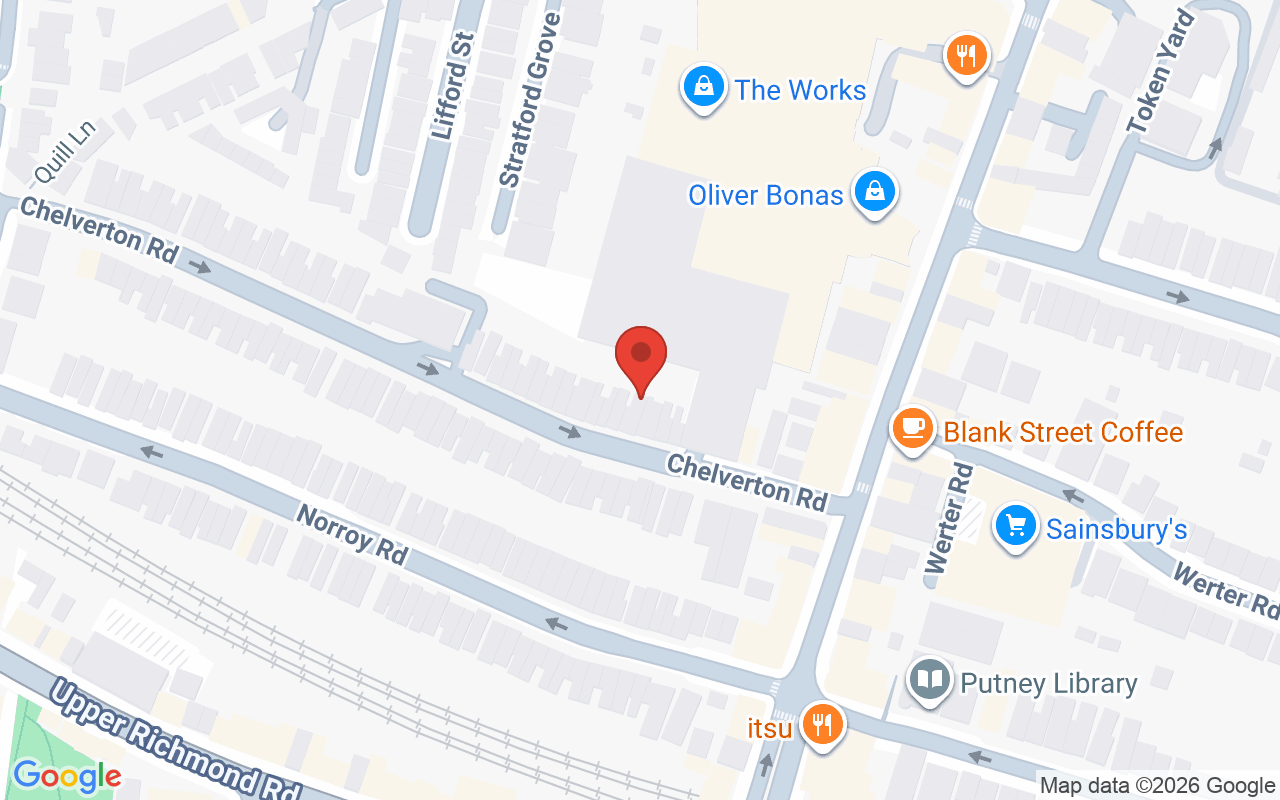 Map showing the location of Cutting Room Hair Putney