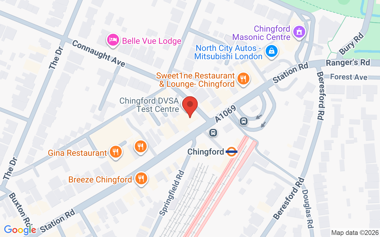 Map showing the location of Electric Glam – Chingford