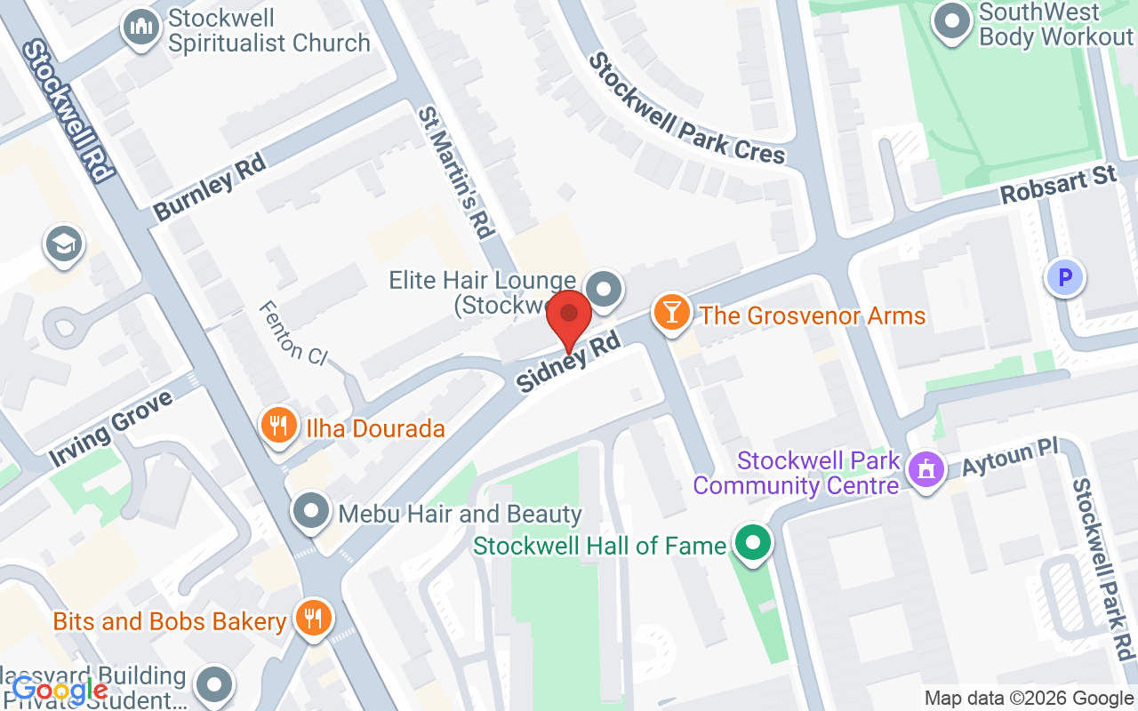 Map showing the location of Elite Hair Lounge – London