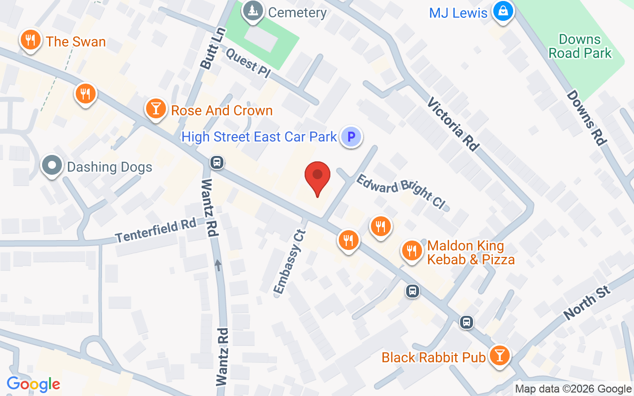 Map showing the location of Feathers Maldon