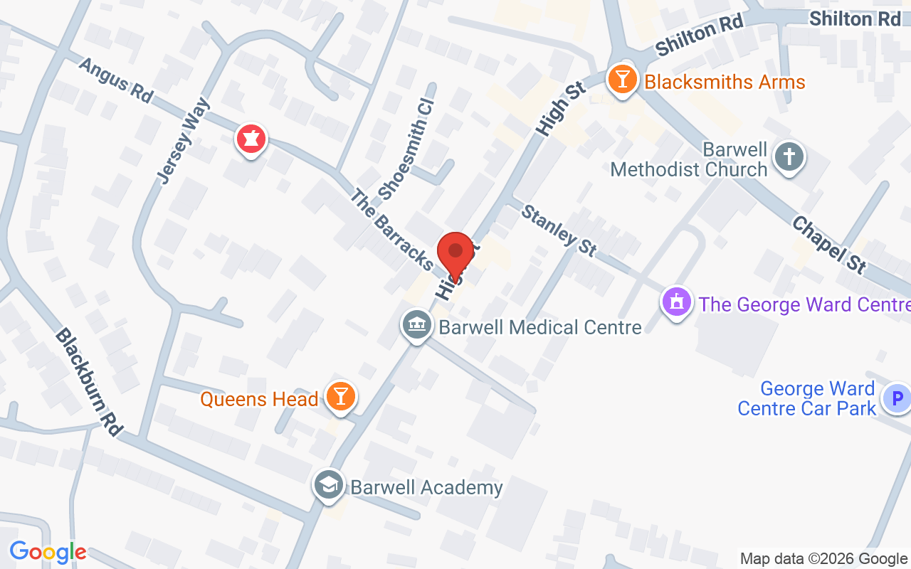 Map showing the location of Fox Hair Design Barwell