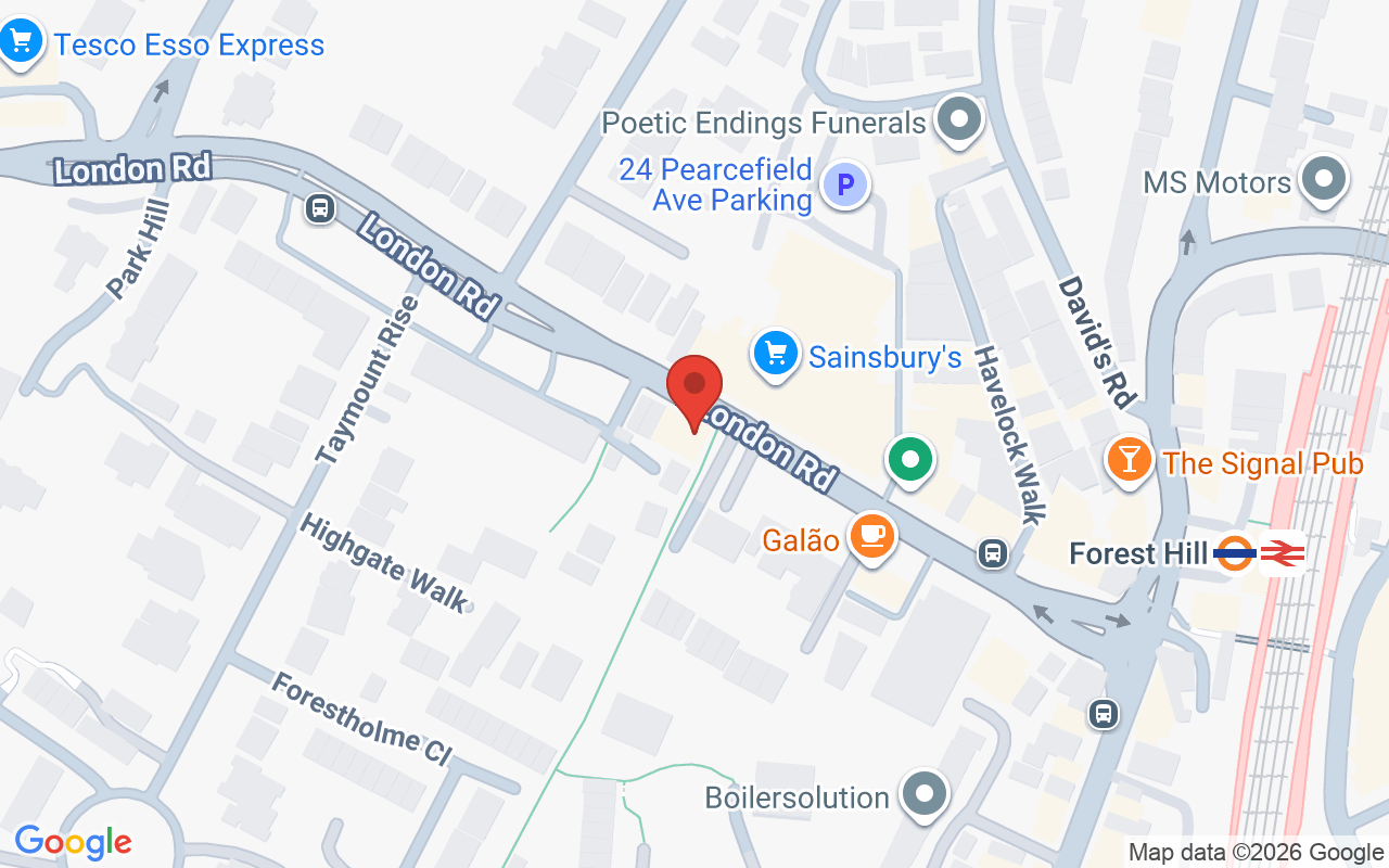 Map showing the location of Geddes Hair and Beauty – Forest Hill