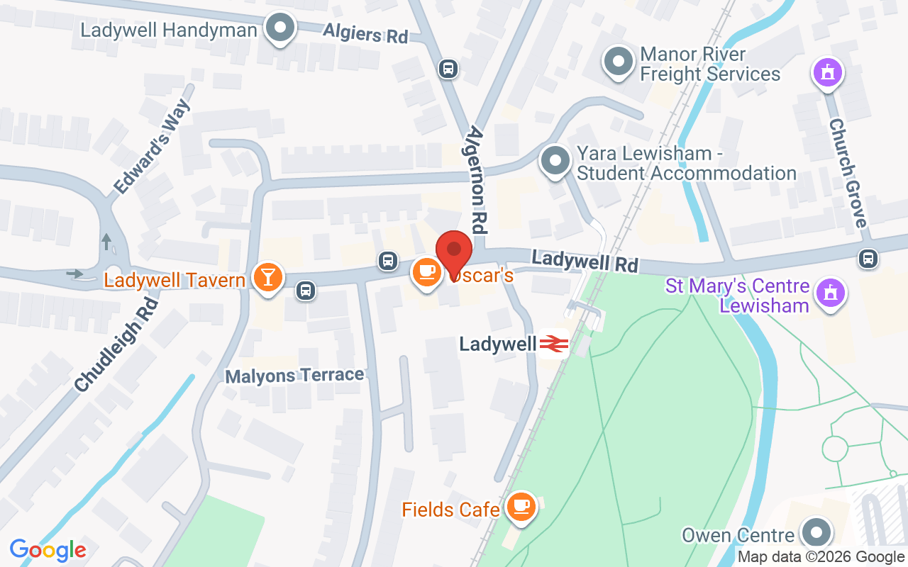 Map showing the location of Geddes Hair and Beauty – Ladywell