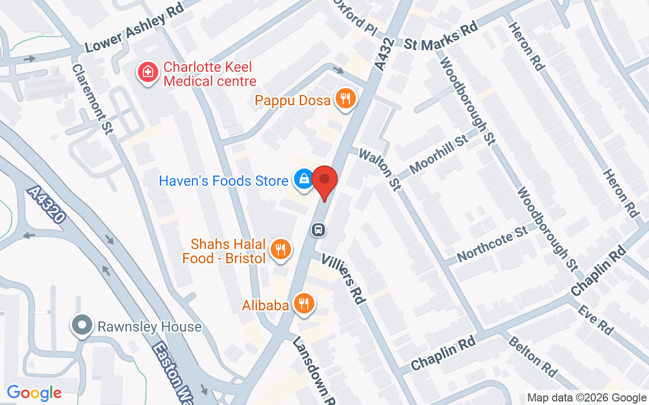 Map showing the location of Georgina’s Salon
