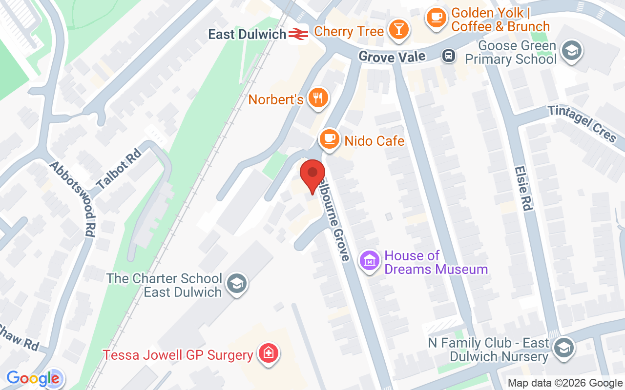 Map showing the location of GM’s East Dulwich