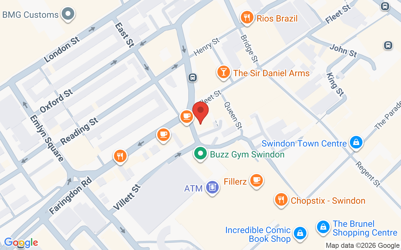 Map showing the location of Goldsworthy’s – Swindon