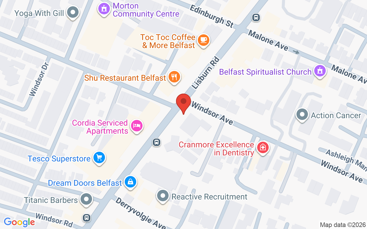 Map showing the location of Belfast