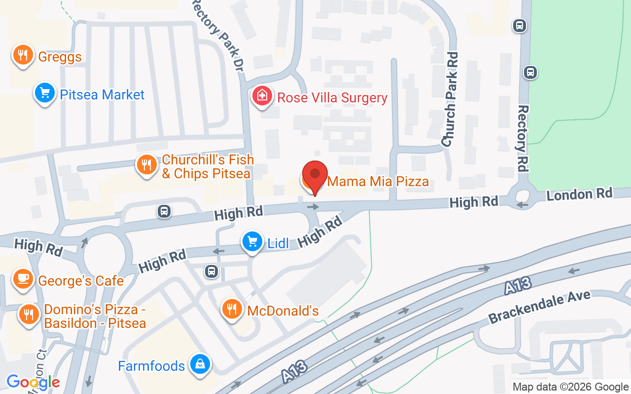 Map showing the location of Hair Oasis, Basildon Essex