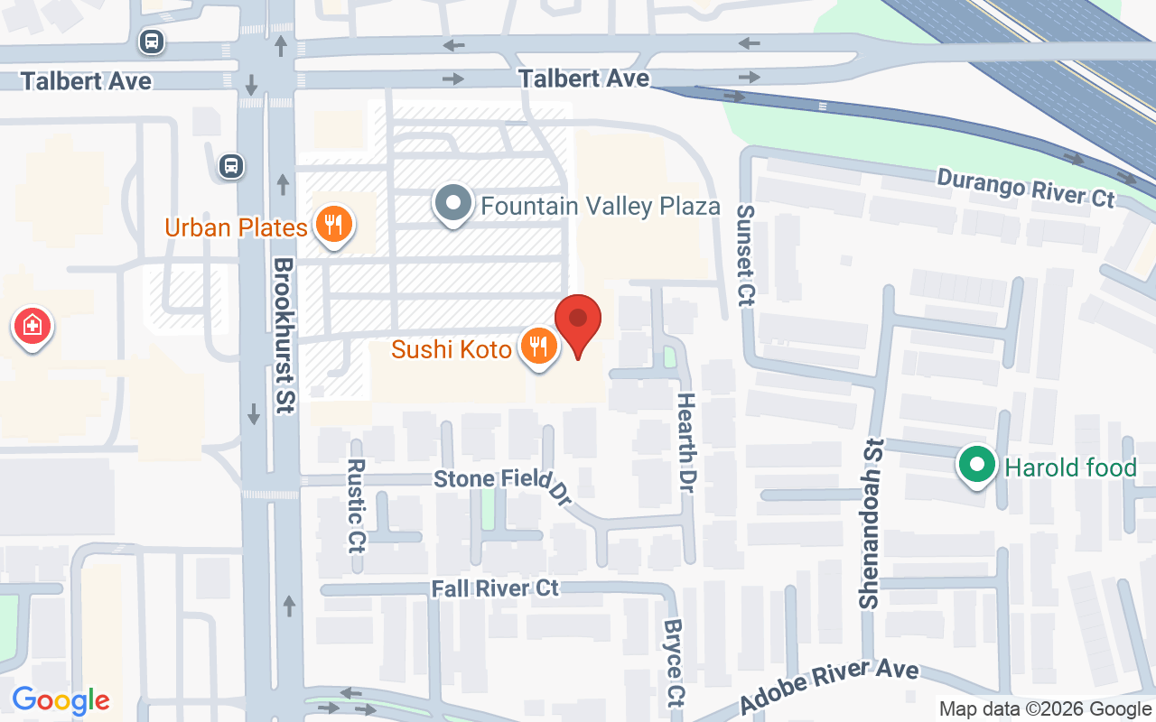 Map showing the location of 18120 Brookhurst street
