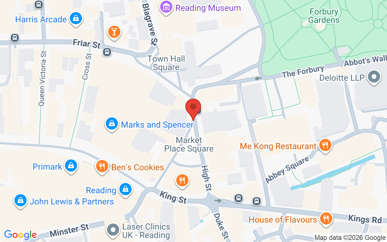 Map showing the location of Haringtons, Reading