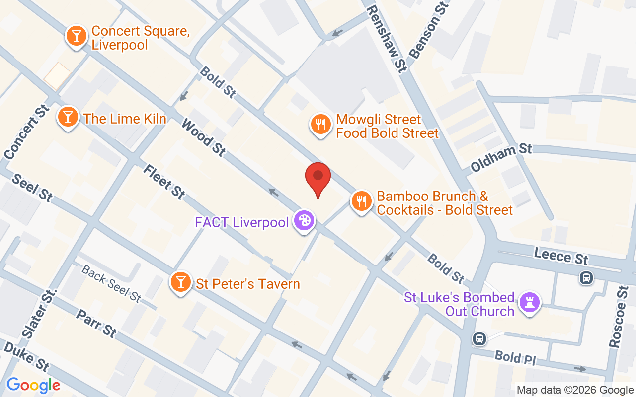 Map showing the location of Hippy Club Liverpool