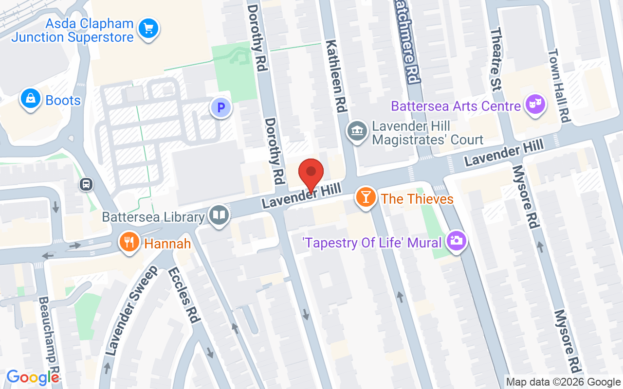 Map showing the location of Hype Coiffure – Battersea