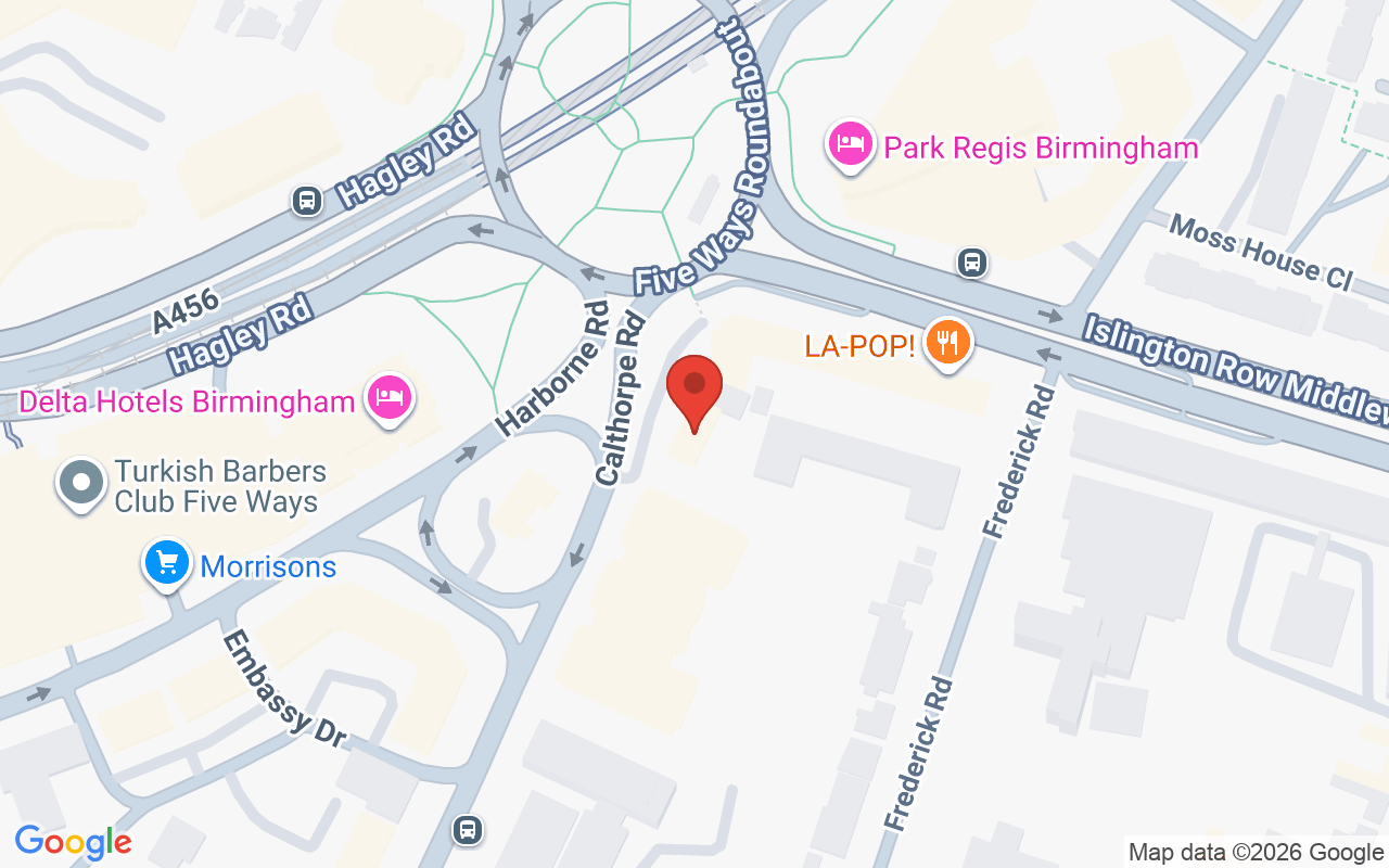 Map showing the location of JAMES BUSHELL BIRMINGHAM SALON