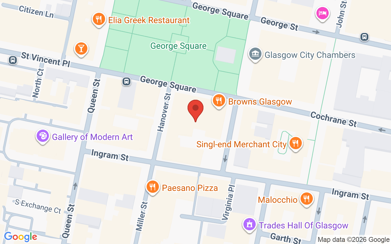 Map showing the location of James Duns House, Glasgow
