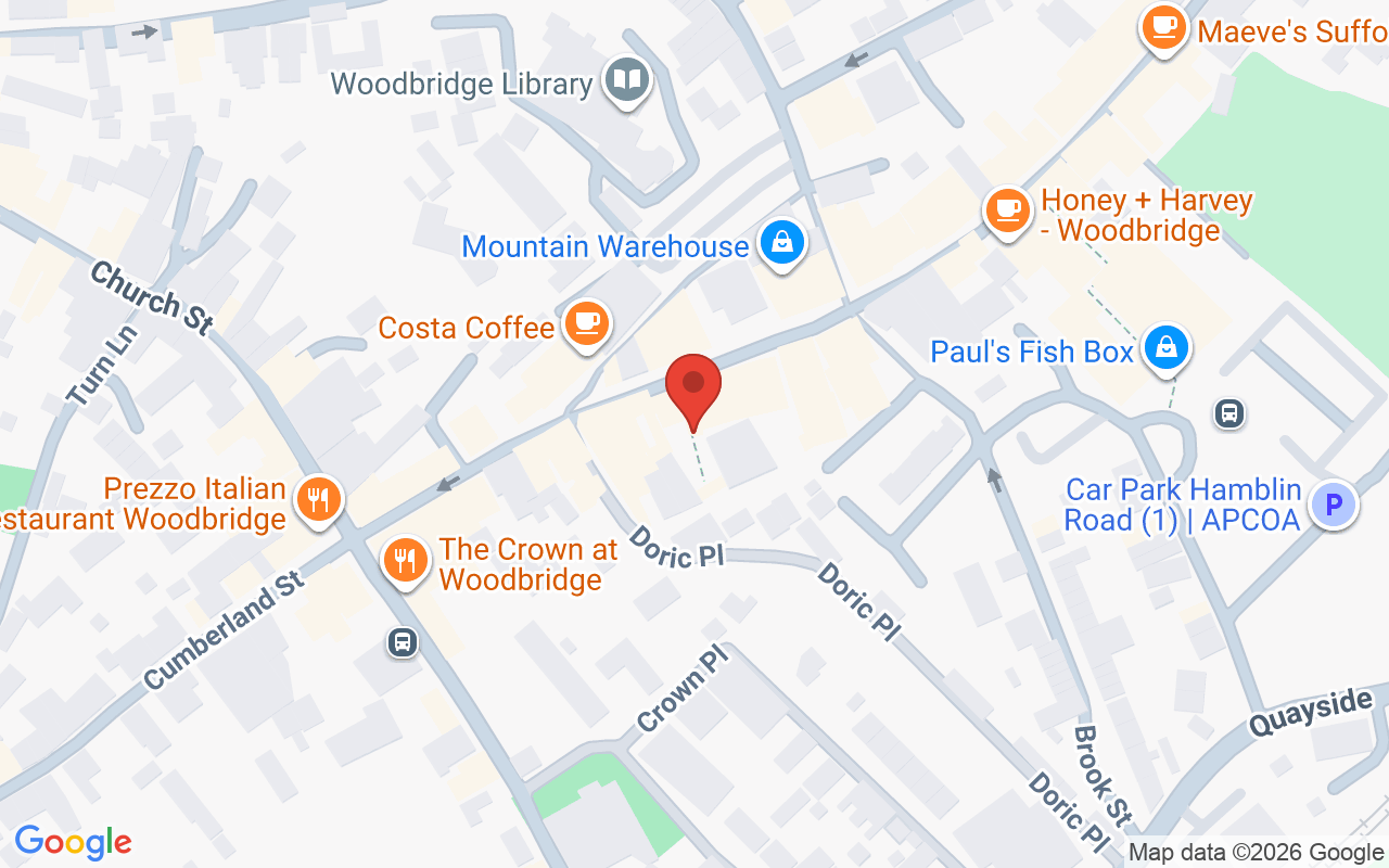 Map showing the location of John Olivers – Woodbridge
