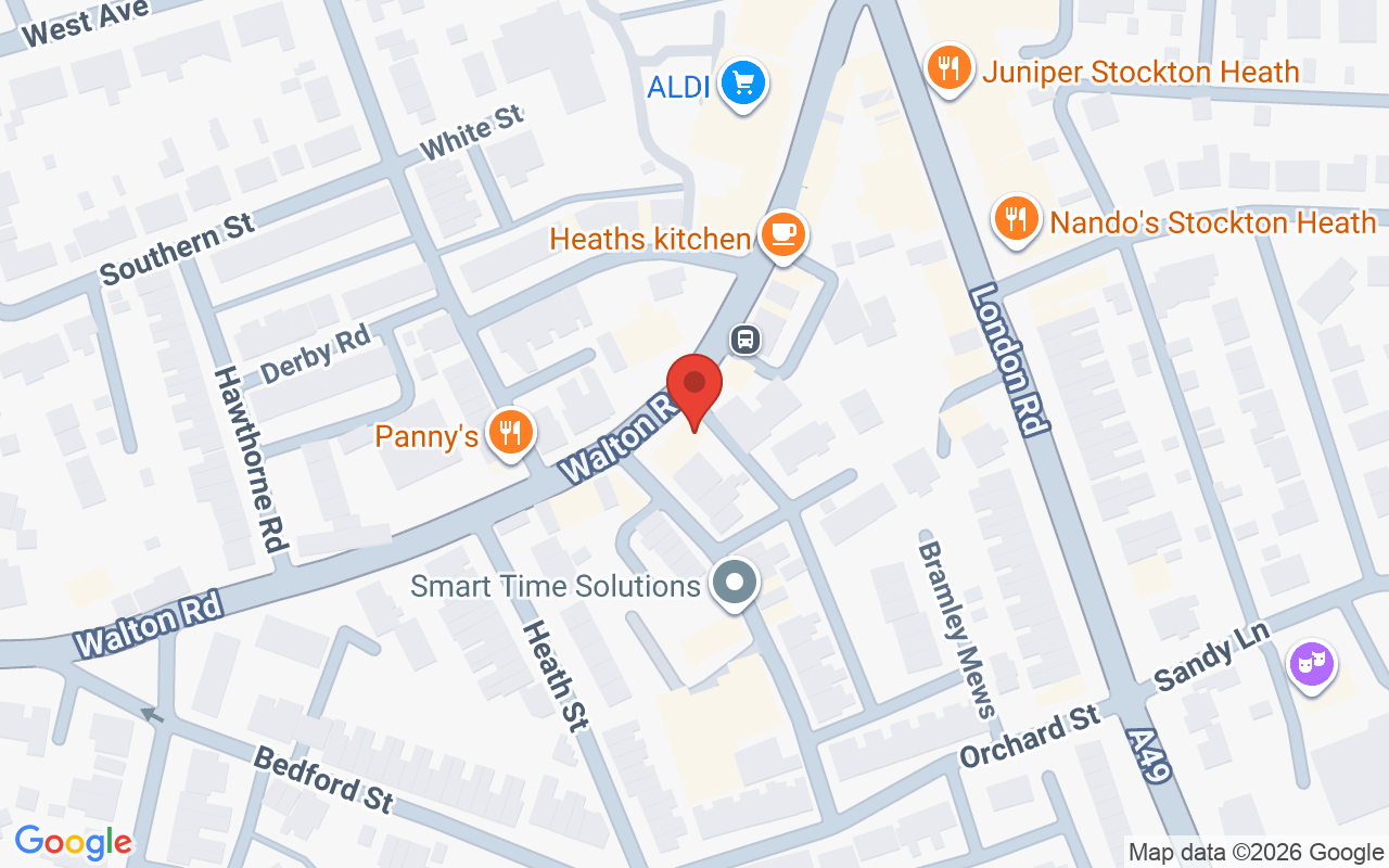 Map showing the location of Johnsons Hairdressers Stockton Heath