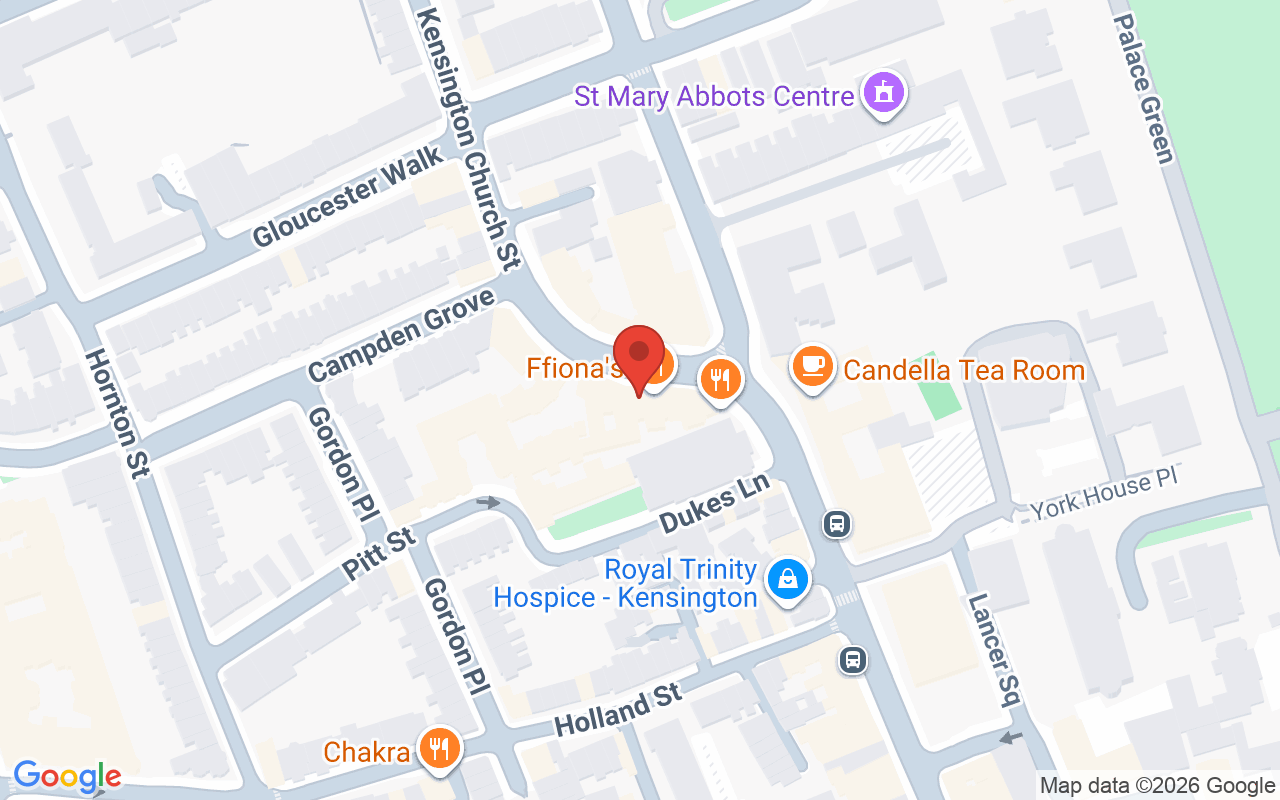 Map showing the location of Junior Green Hair London-Kensington