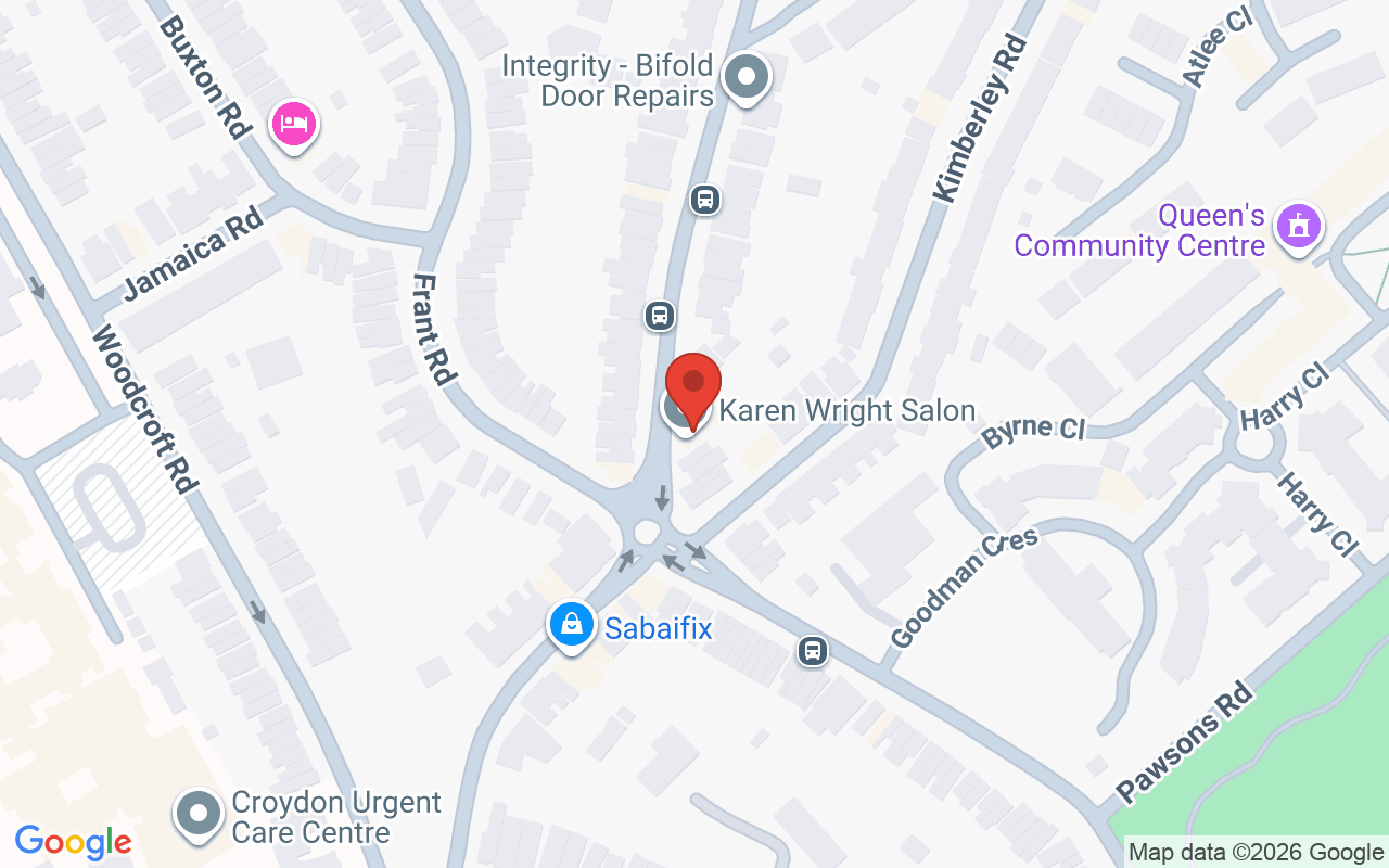 Map showing the location of Karen Wright Salon
