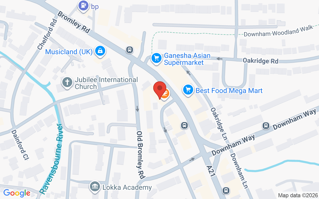 Map showing the location of La Perla Salon