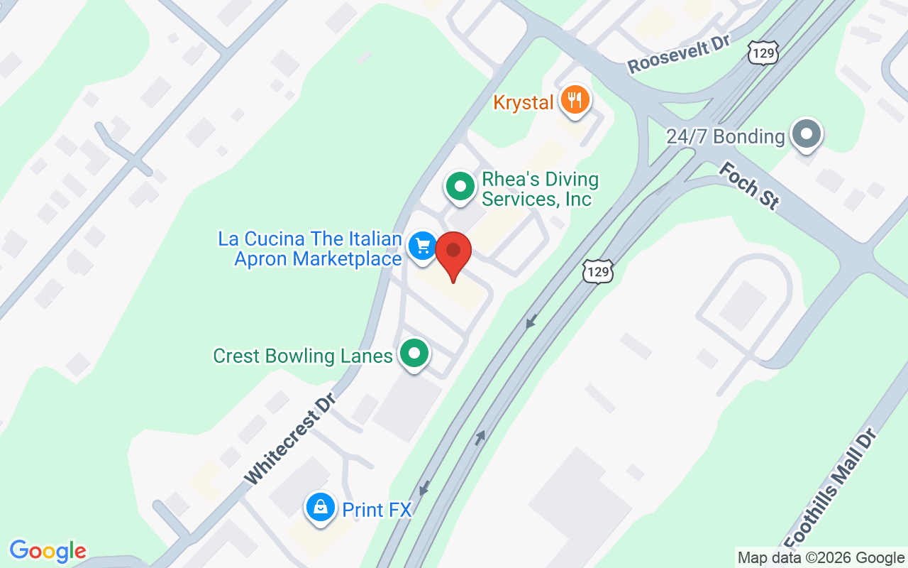 Map showing the location of La Tee Da Salon and Spa