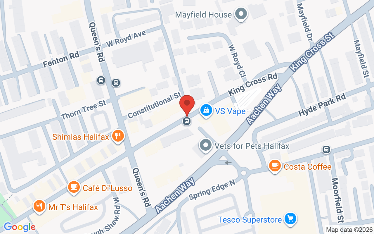 Map showing the location of Lush hair & beauty, halifax