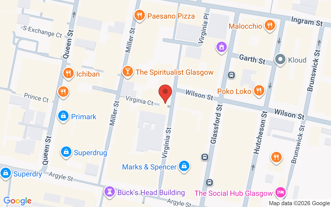 Map showing the location of Mauge Style Glasgow