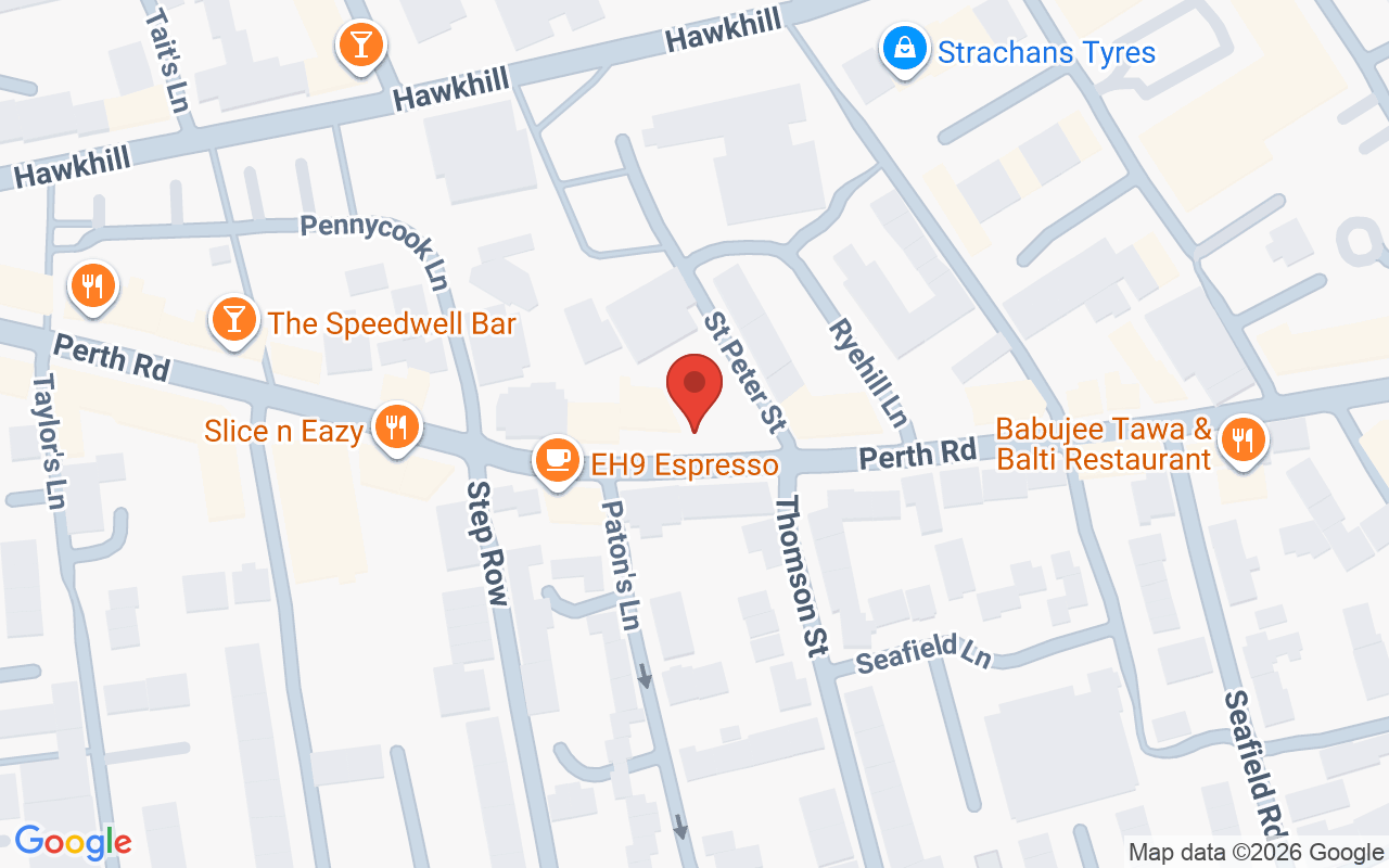 Map showing the location of mcIntyres salons – Perth Road