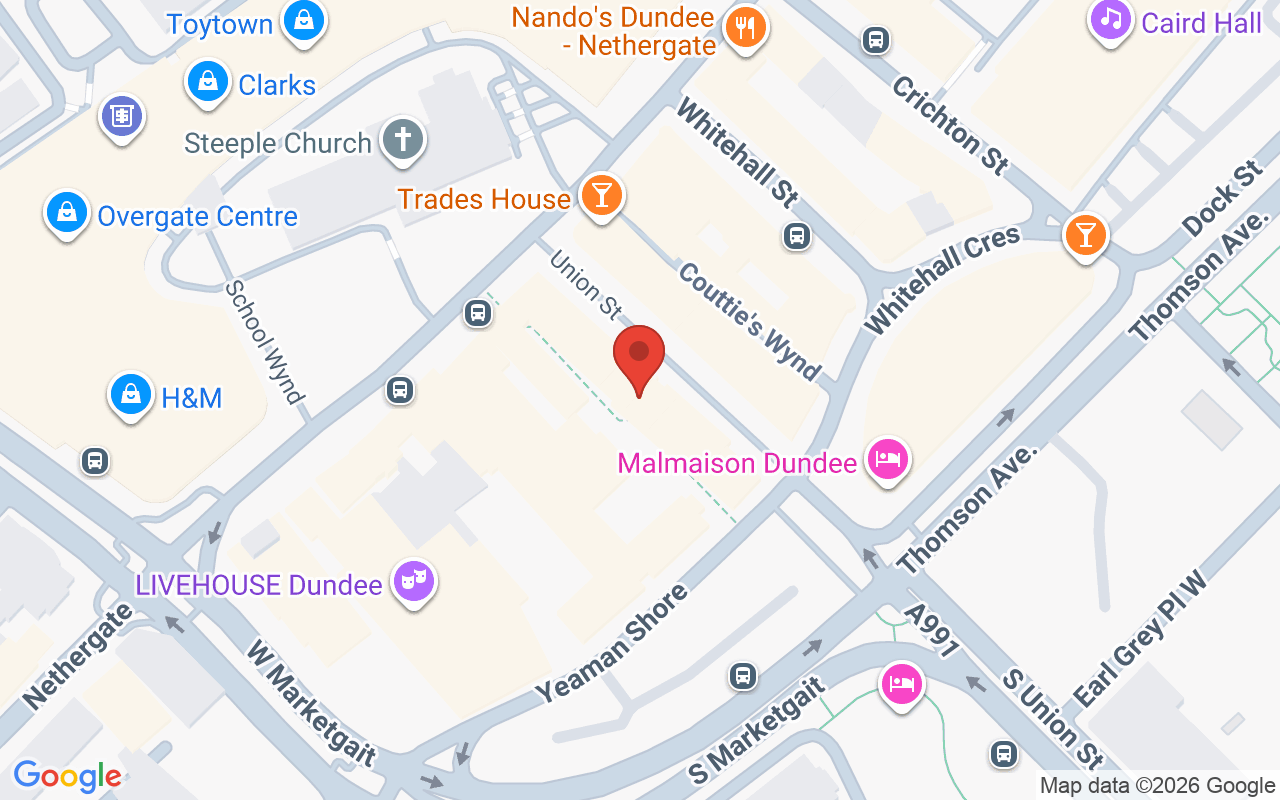 Map showing the location of mcIntyres salons – Union Street