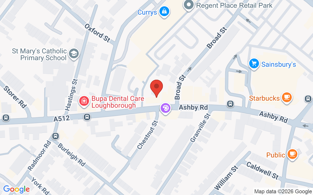Map showing the location of MG Hair Loughborough