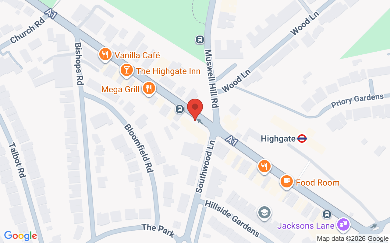 Map showing the location of Morris Roots – HIGHGATE BRANCH